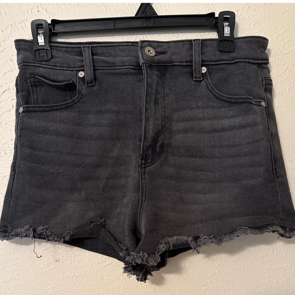 Kendall + Kylie The Drifter High Rise Black Denim Shorts Size 9/29 Frayed Hem